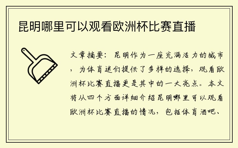 昆明哪里可以观看欧洲杯比赛直播